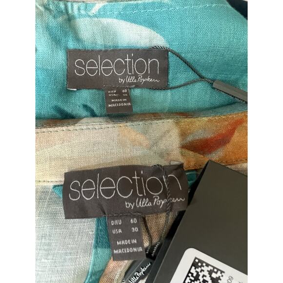 SELECTION ULLA POPKEN Plus 100% Linen Hawaiian Floral Blouse Midi Dress - Picture 10 of 16